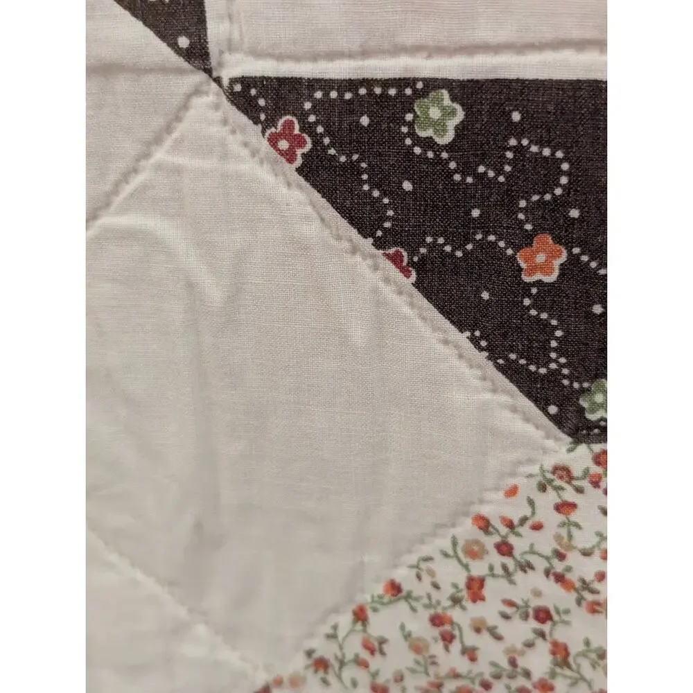 Yellow Multicolor farmhouse quilt HAND sewn Patchwork HEAVY Queen Full 72